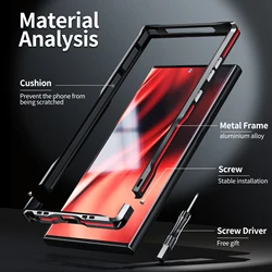 Luxury Metal Frame With Back Film Case For Samsung Galaxy S24 S25Edge S26 S22 S23 Ultra Aviation Alloy Aluminium Protect Cover