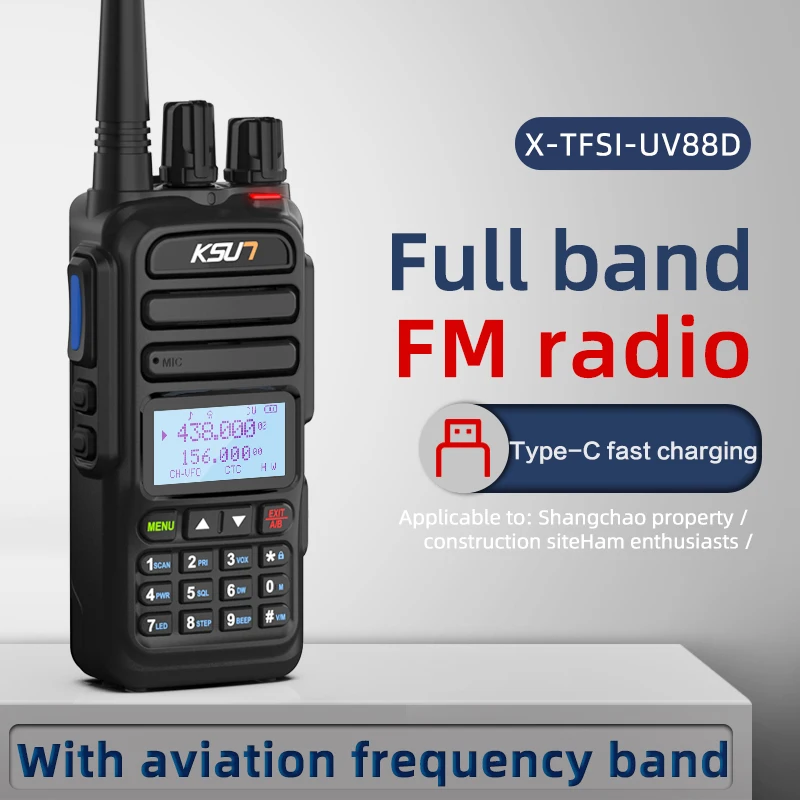 

Air Band Receiver Walkie Talkie Dual Band Ham Radio 5W Uhf Vhf Wireless Communication Device Aviation Two Way Radio KSUT UV88D