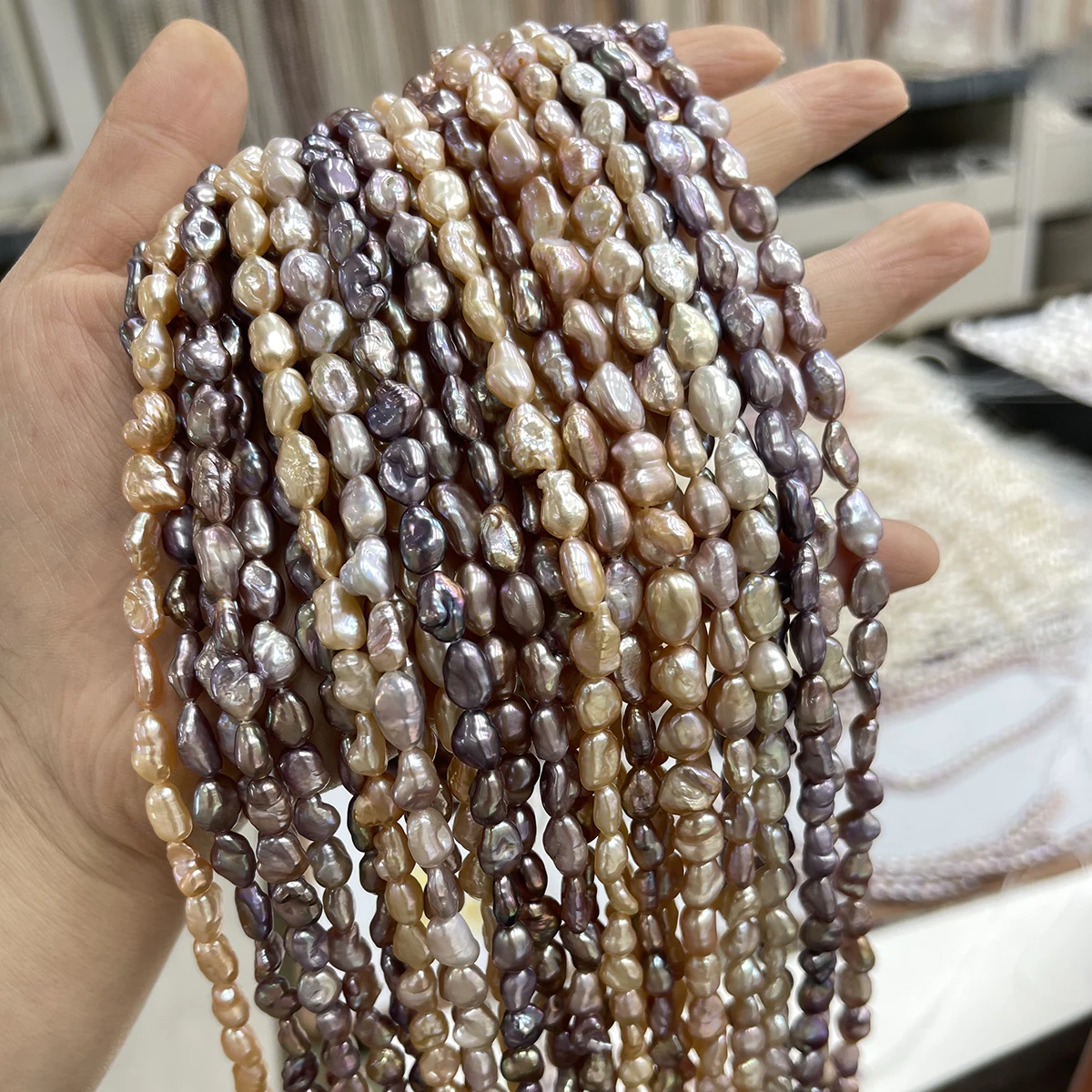 

4-5mm Natural Freshwater Purple Orange Baroque Irregular Pearls Necklace Semi-Finished Materials DIY Jewelry Accessories Gift