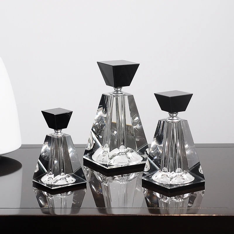 European K9 Crystal Perfume Bottles Square Black Clear Empty Refillable Smooth Even Heavy Perfect Gifts For Lovers Friends