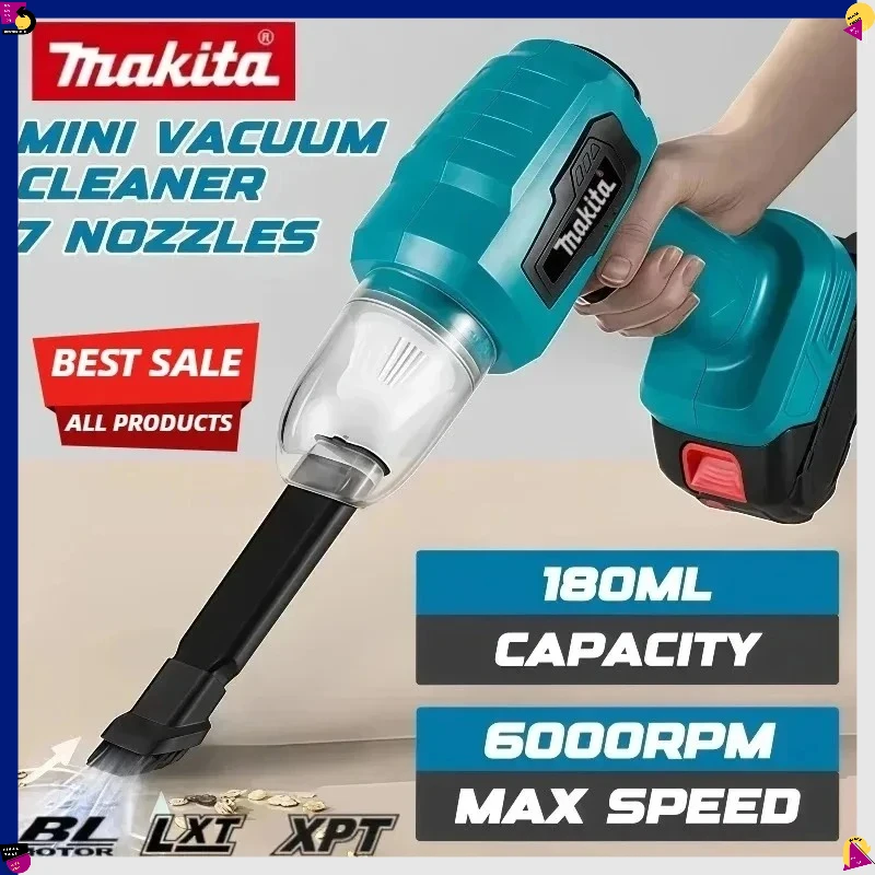 

Мини-электрический пылесос Makita с сильным всасыванием, беспроводной ручной пылесос для дома, воздуходувка с 7 насадками для аккумулятора Makita