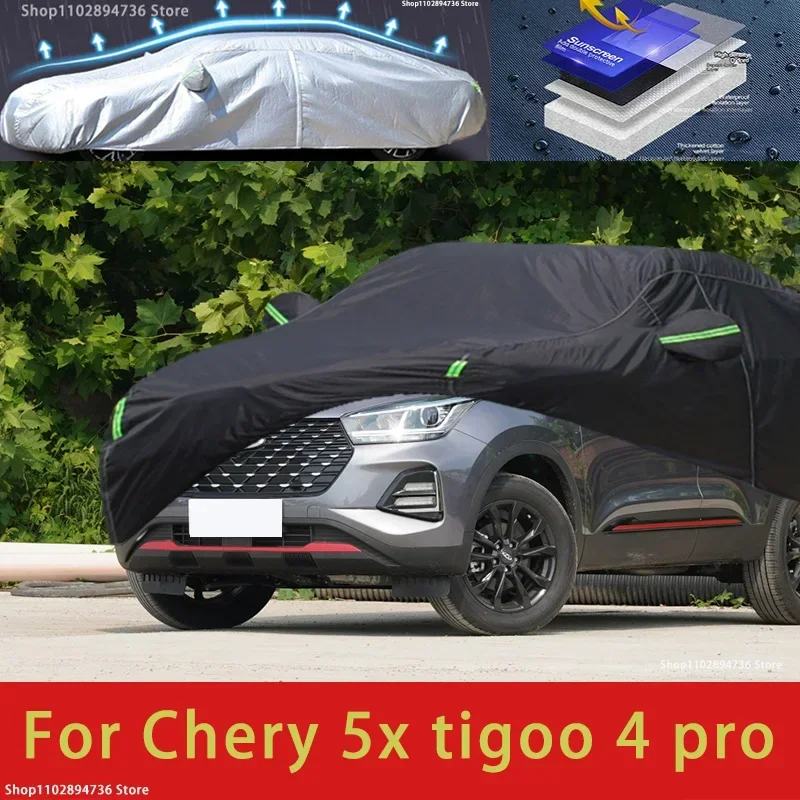 

For Chery 5x tigoo 4 pro Outdoor Protection Full Car Covers Snow Cover Sunshade Waterproof Dustproof Exterior black car cover