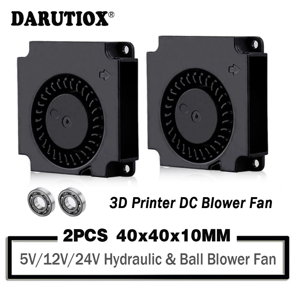 Druatiox-ventilador de impresora 3D de 40mm, 2 piezas, 12V, 24V, 5V, 4010, accesorios de refrigeración, DC, Turbo, ventiladores radiales, 40x40x10mm