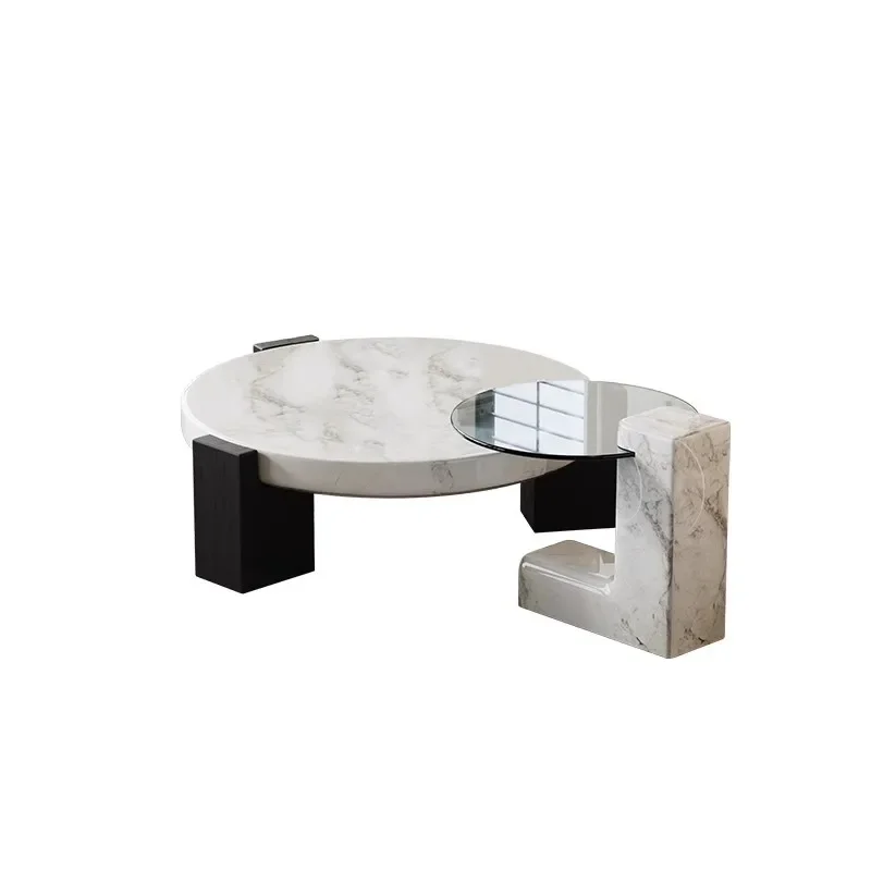 

N Marble Coffee Table Light Luxury High Sense Living Room Home Designer Circle and Creative Combined Tea Table