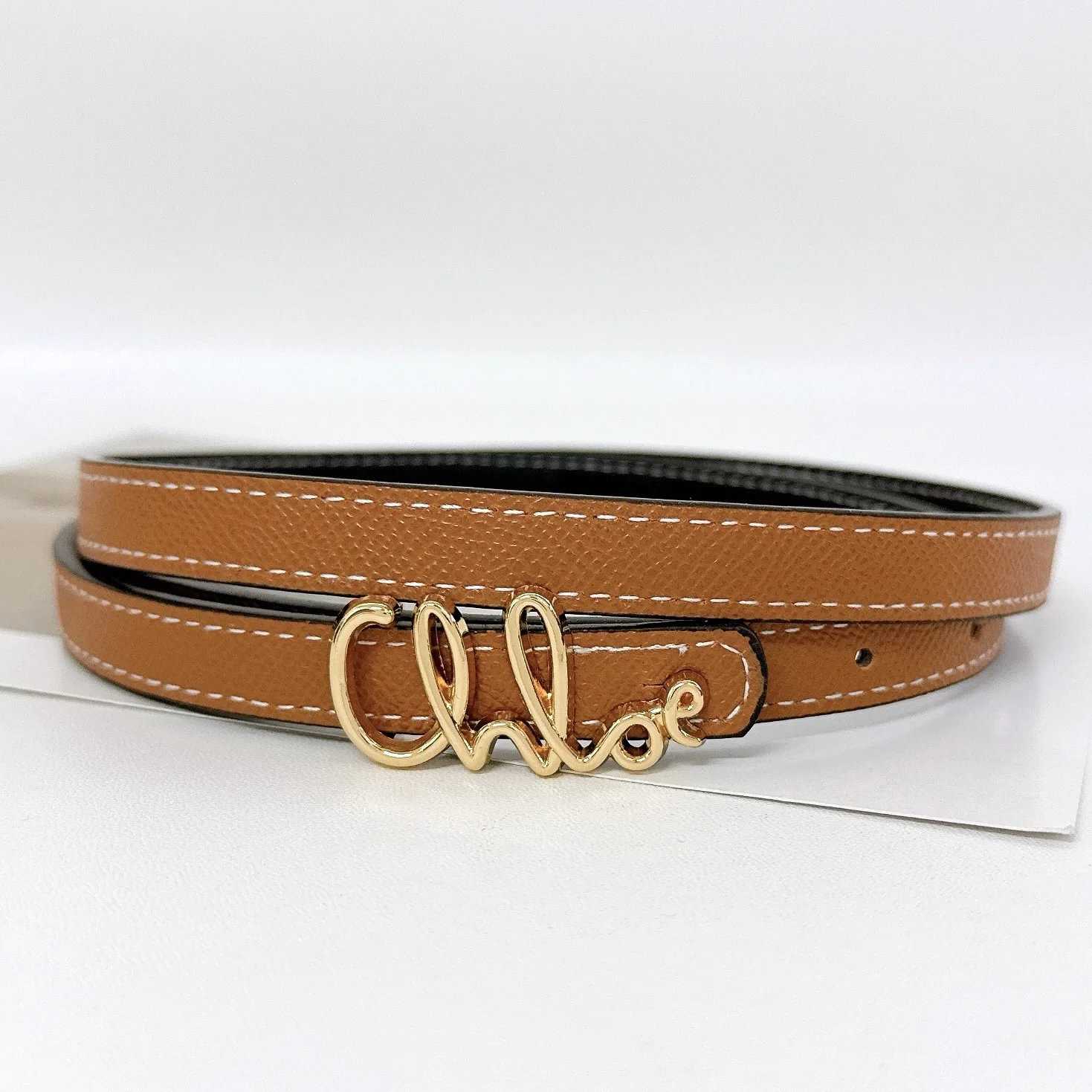 تصميم عصري بأحرف بسيطة وحزام ريترو من الجلد بإبزيم رعاة البقر وسراويل جينز وحزام ذو علامة تجارية على الوجهين