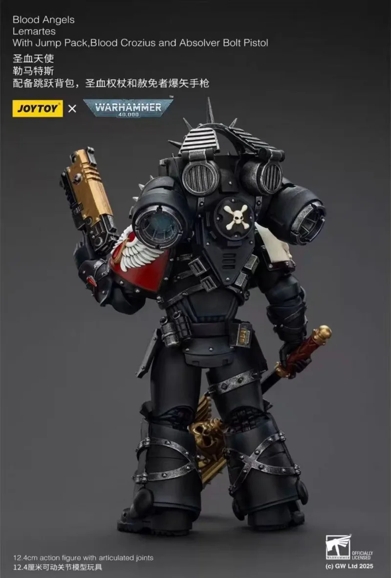 

【In Stock】 JOYTOY 1/18 Action Figure 40K Blood Angel Lematus with Jump Pack, Blood Crozius Absolver Bolt Toy Gift