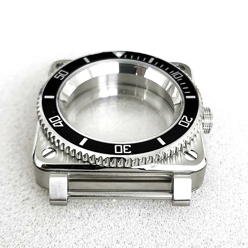 42mm Silvery Shadow NH35 Watch Case Square Stainless Steel Sapphire Crystal Fits NH35 NH36 7S26 4R  Japan Automatic Movement