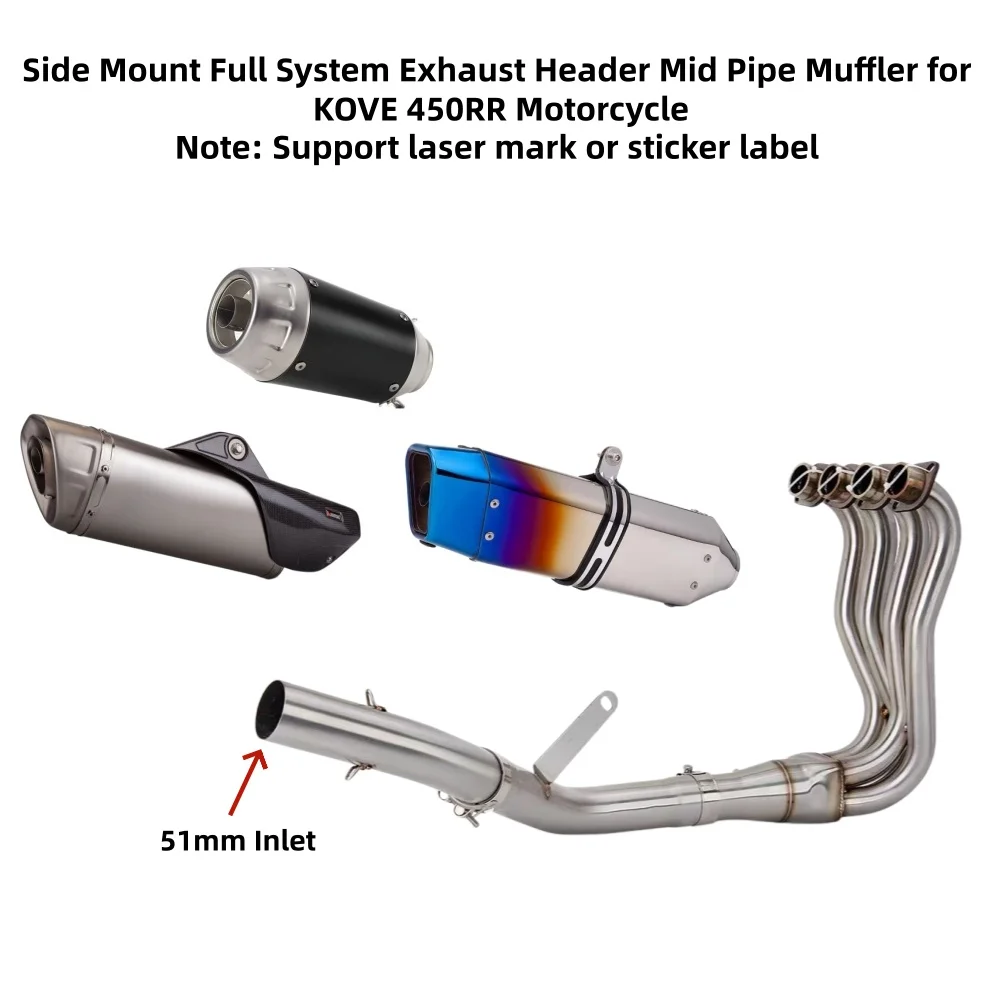 Exhaust System for KOVE 450RR Motorcycle, Complete Set with Stainless Steel Header Pipe & Rear Muffler, Built-In DB Killer Inclu