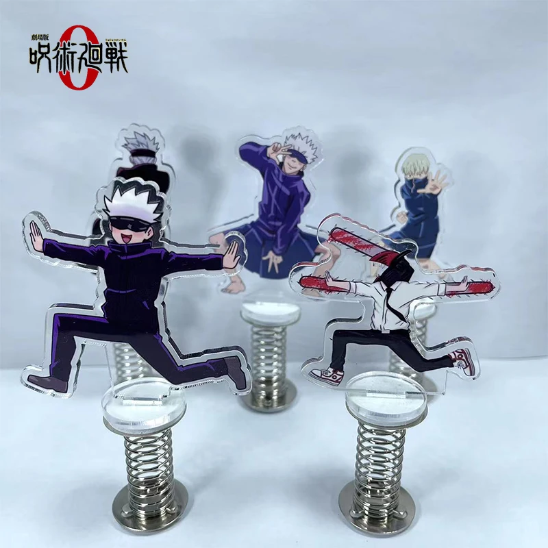 Anime Jujutsu Kaisen Gojo Frühling stehen Cartoon Inumaki Toge Kettensäge Mann lustige Auto Desktop Ornament sammeln Modell Jungen Spielzeug Geschenk