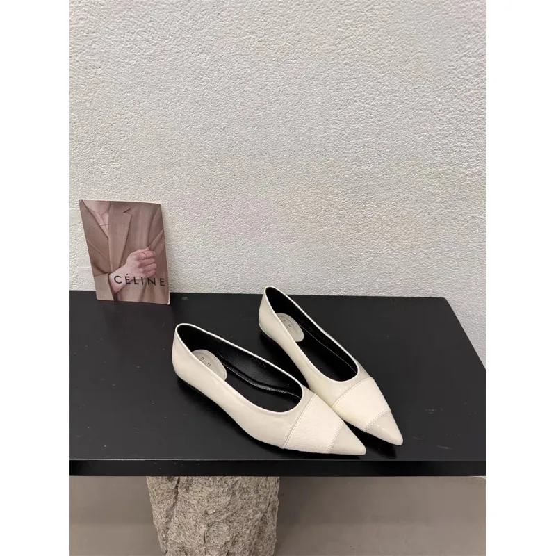 Pointed Toe Women Loafers Black Brown White Casual Mules Shoes New 2024 Fashion Shallow Slip on Low Flat Heel Party Dress Shoes