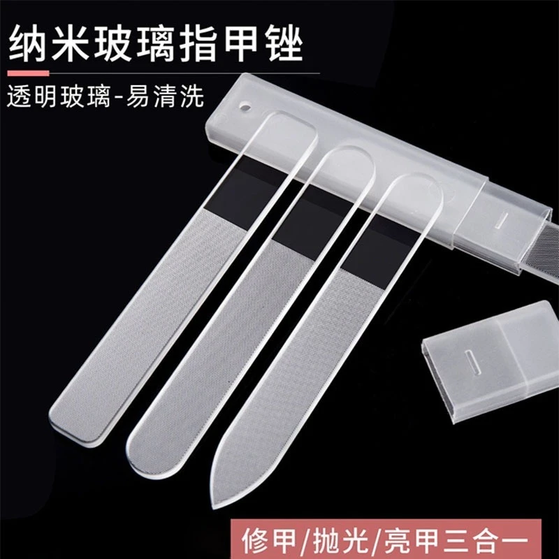 Нанометровая стеклянная пилочка для ногтей, шлифовальная полоска, полировка, осветляющий лак для ногтей, не повреждающий руки, портативный двусторонний инструмент для ногтей