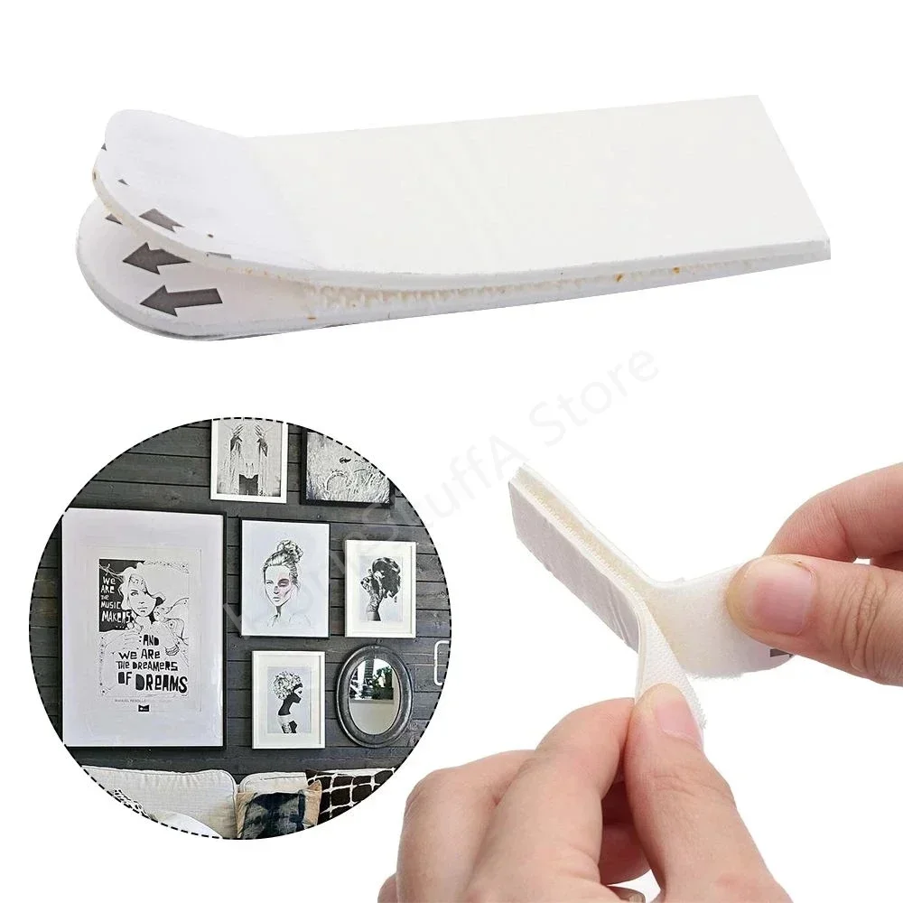 12 Pairs DIY Self Adaptive Maigic Glue Frame Damage-Free Picture&Frame Handling Strips Multipurpose Value Pack Frame Sticky Hook