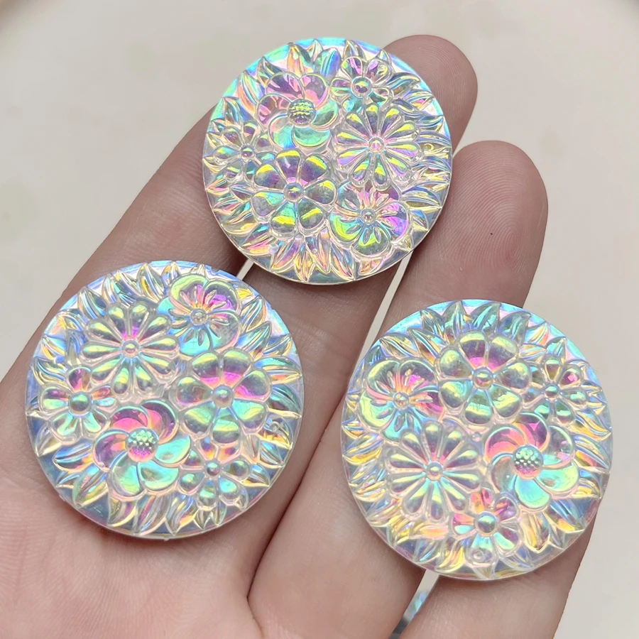 33mm flower round resin trim Flat back scrapbook diy jewelry Earrings Wedding charm Trim Rhinestone 10pcs/lot