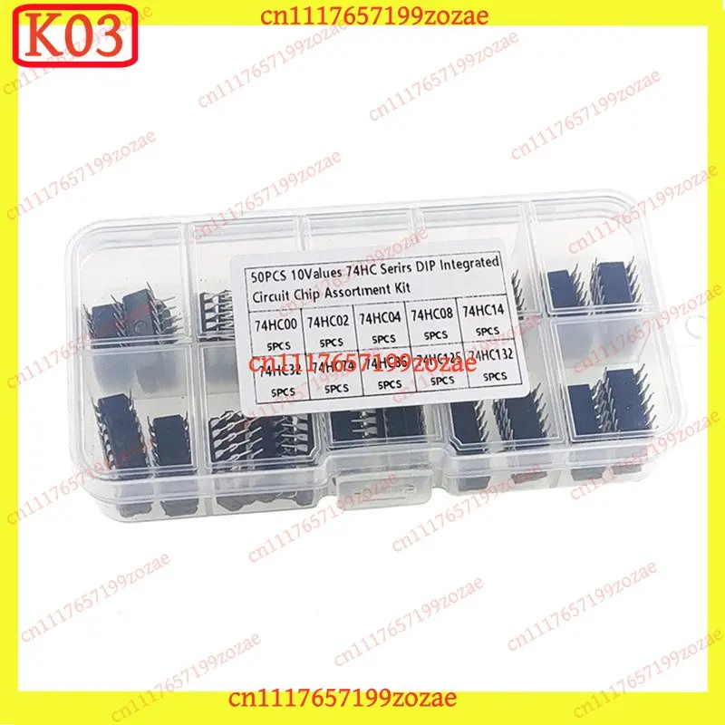 50Pcs 74HC Series IC Assortment 10 Types DIP Integrated Circuit Chips Kit For Electronics Experiment STEM Education Components