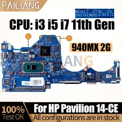 For HP Pavilion 14-CE Notebook Mainboard Laptop DAG7ALMB8C0 L67082-601 L67082-601 i3 i5 10th 940MX 2G Motherboard Full Tested