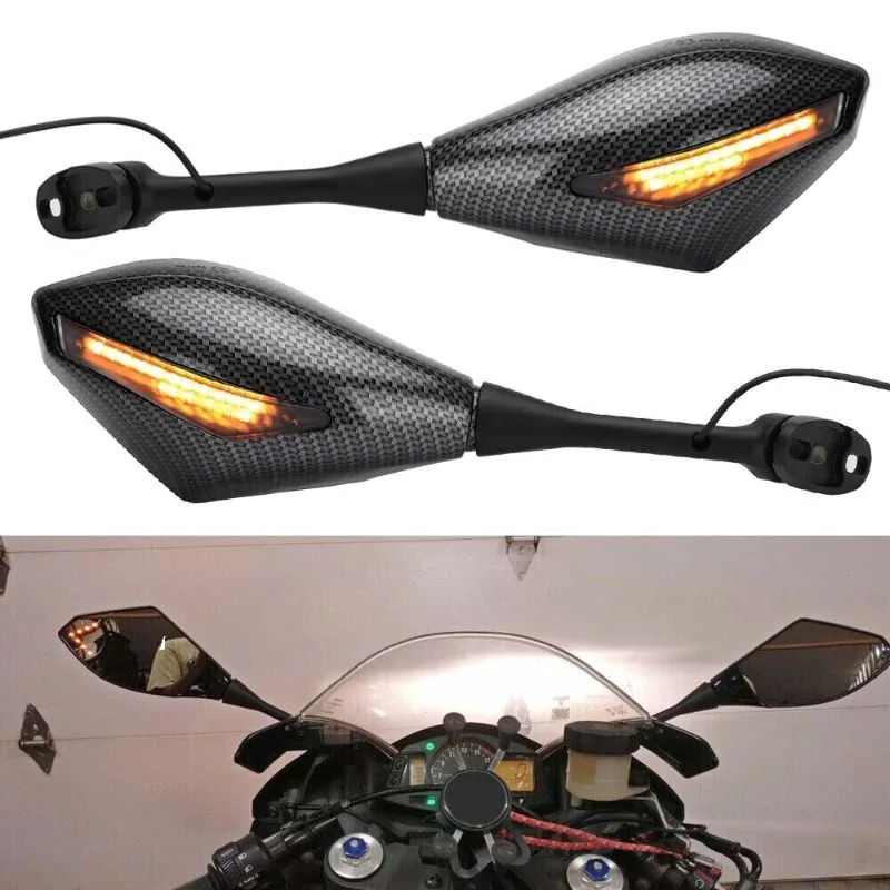 CNC Motorcycle Integrated Turn Signal Mirrors Rearview Mirror with Led LightUniversal Motorbike Led Mirror Colored Motorcycle