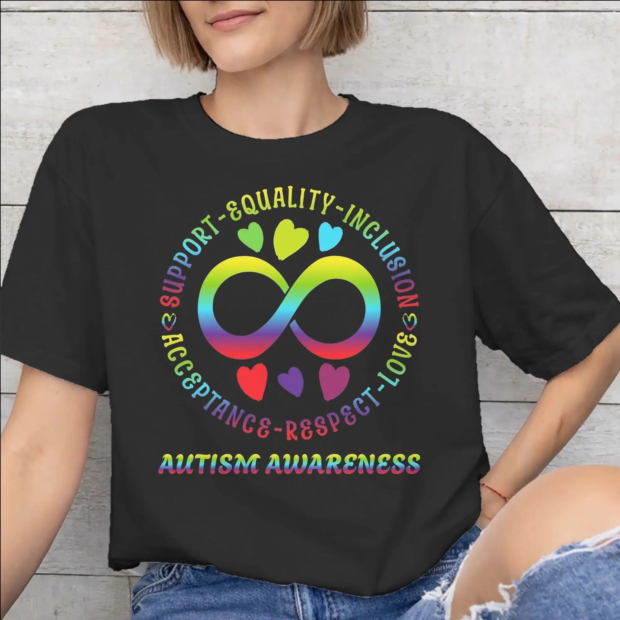 Autism Awareness Respect Love Support  Tee Shirt for Men Women Gift Idea T Shirts  Cotton Clothes