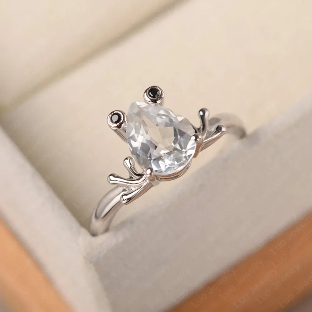 Coconal Korean Style Cute Creative Water Drop Crystal Frog Hug Romantic Ring For Birthday Party Celebration Gift Women Jewelry