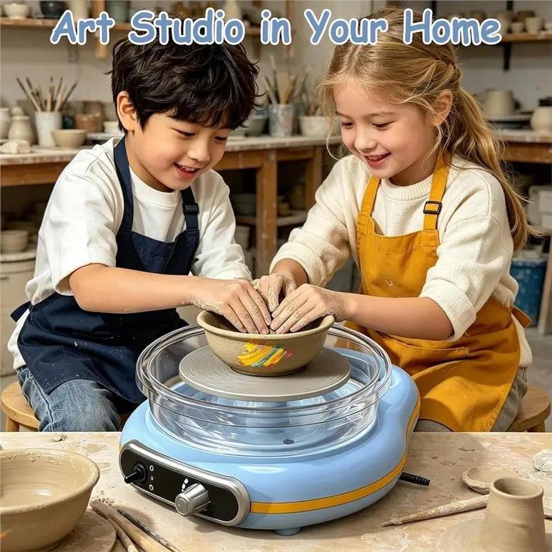 PZHI-DIY Home Pottery Tool-Mini Pottery Wheel-Electric Pottery Machine For Kids& Adults Portable Pottery Wheel EU Plug