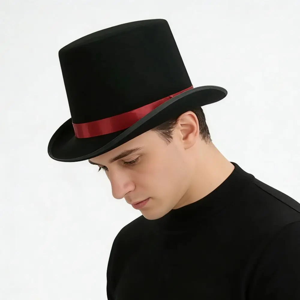 Retro Dress Up Magician Hat Masquerade Stage Performance Gentleman's Hat Decoration Funny Black Jazz Hat Stage Performances