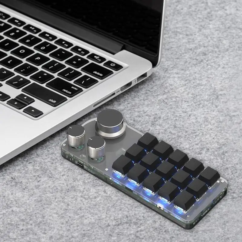 Macro Keypad 15 Keys One-Handed Custom Keyboard RGB Play Multifunctional Hot Swappable Mechanical Game Keypad With Knob