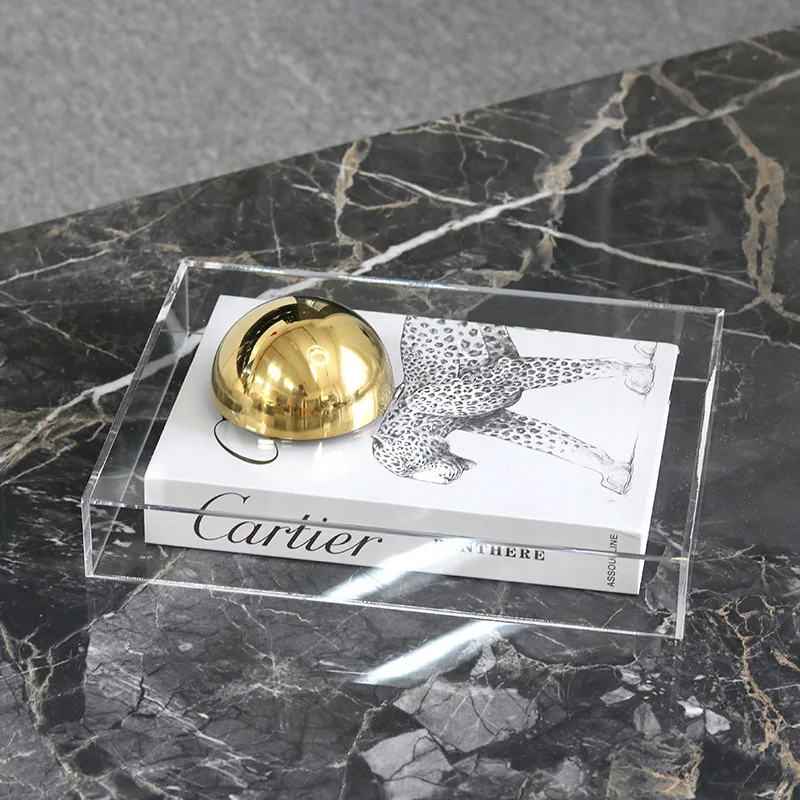 Modern Luxury Transparent Acrylic Cover Ornaments Jewelry Display Box Rectangular Crafts Dust Cover Aesthetic Decoration