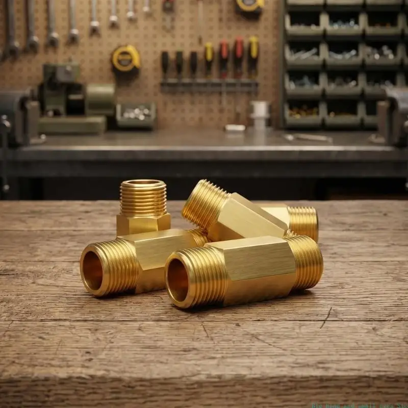 581C Brass Plumbing Fitting Adapter 1/2 Inch Male Thread Pipe Part for Repair Work, Air Line Care, Maintenance Service, and Line