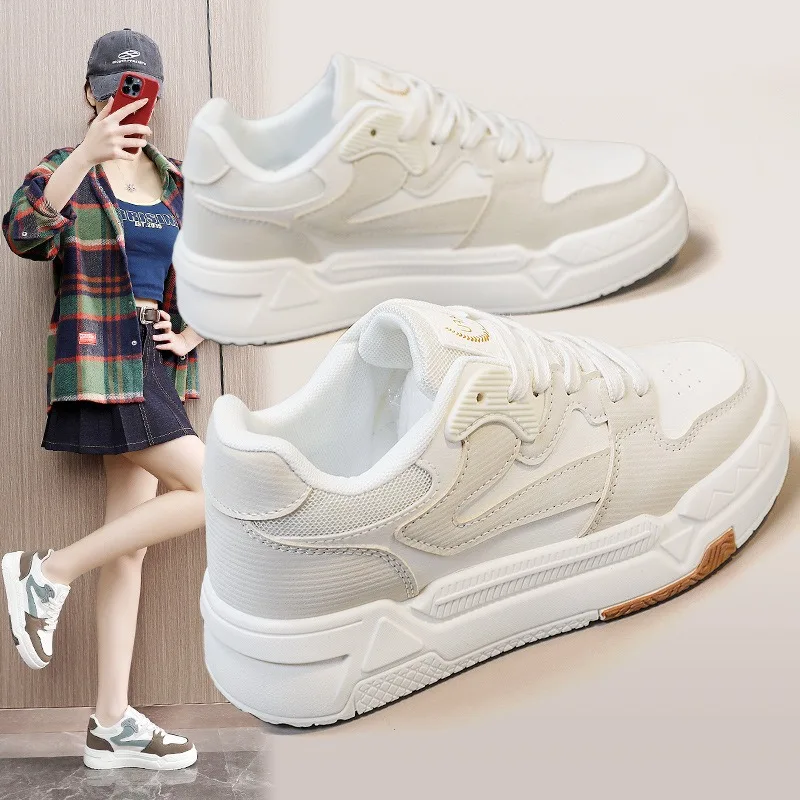 

Women's Platform Chunky White Sneakers Breathable Non Slip Height Increase Casual Sport Shoes Spring Fall 2026 New Arrival