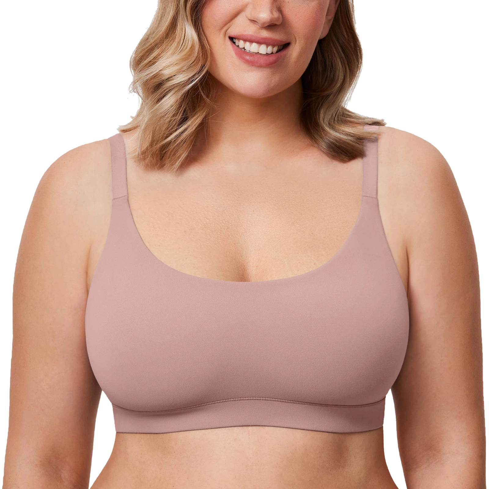 DELIMIRA Cozzifree Plus Size Wireless Seamless Bra Comfort Bralette Full Coverage No Underwire Softness Bras for Women