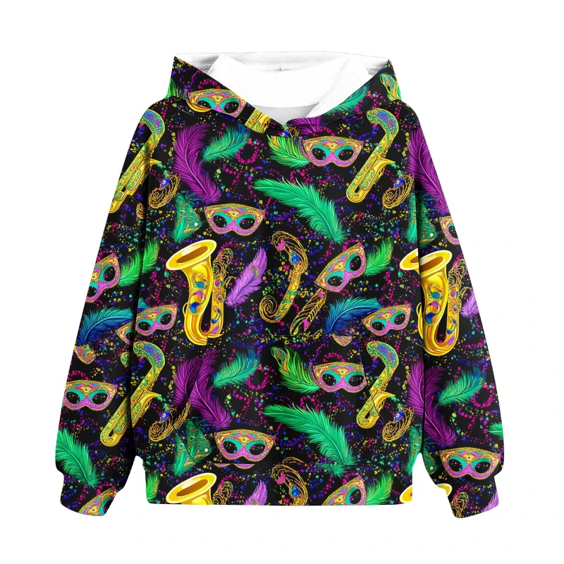 

New Men Mardi Gras Hoodies 3D Print Carnival Mask Graphic Sweatshirts Streetwear Loose Plus Size Women Childern Festival Hoodie