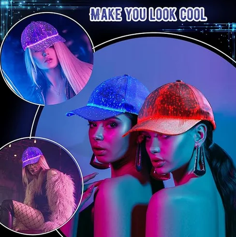 Multi Function LED Fiber Optic Cap,Neon,Nightclub,Grand Event,Concert,Shining Hat,Festival Party Supplies,LED Seven Color Hat