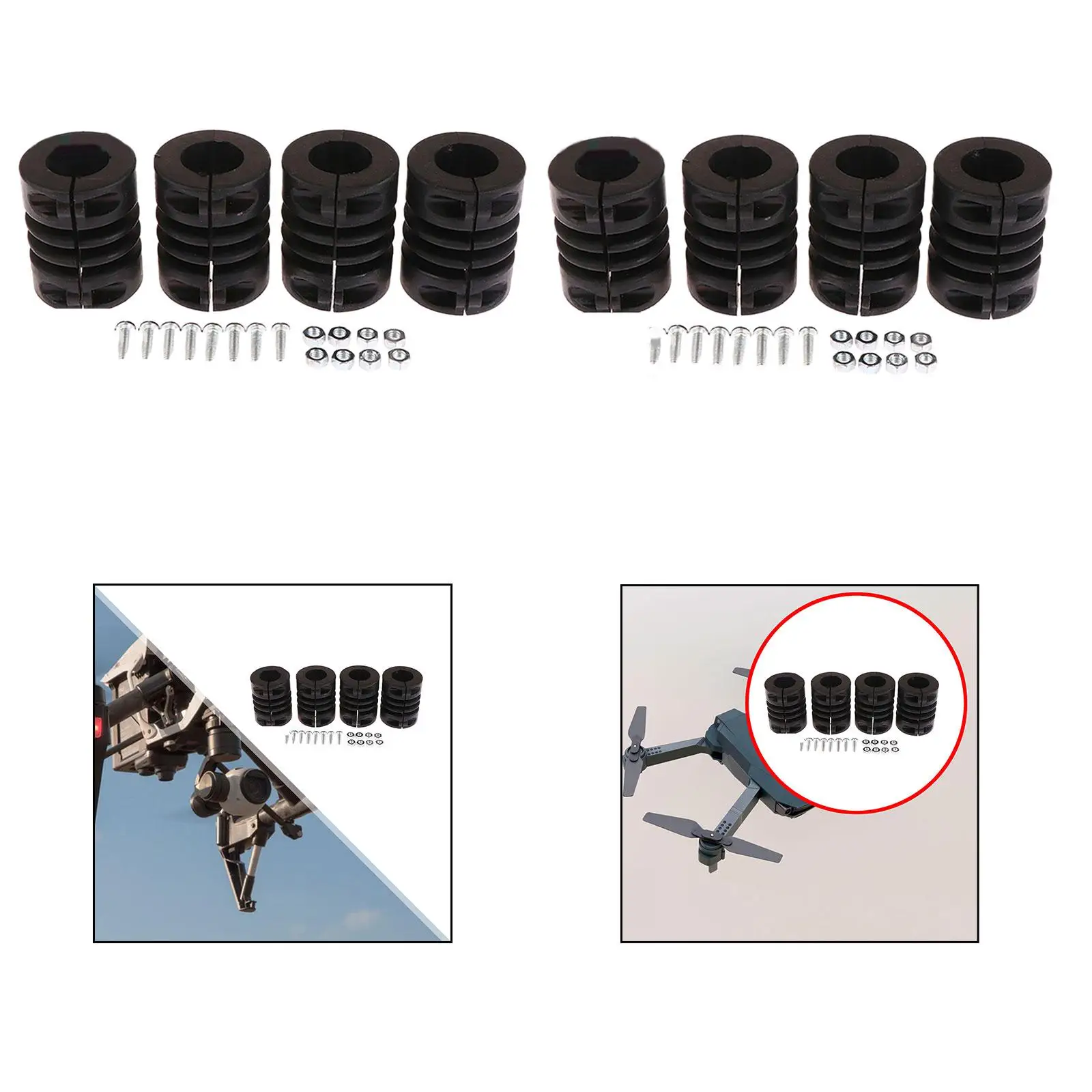 4x cuscino in silicone, apertura del molo con smorzamento vibrante in silicone, cuscino del carrello di atterraggio del drone