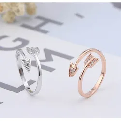 Buyee 925 Sterling Silver Fashion Ring Finger Light Zircon Contracted Cupid's Arrows Ring for Woman Party Fine Jewelry Circle