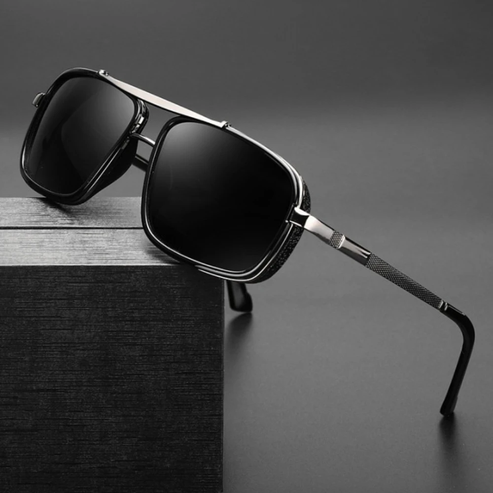 

Luxury Rectangle Men's Punk Sunglasses New Men's Square Uv400 Twin-beam Aviator Sunglasses Male Classic Driving Shades