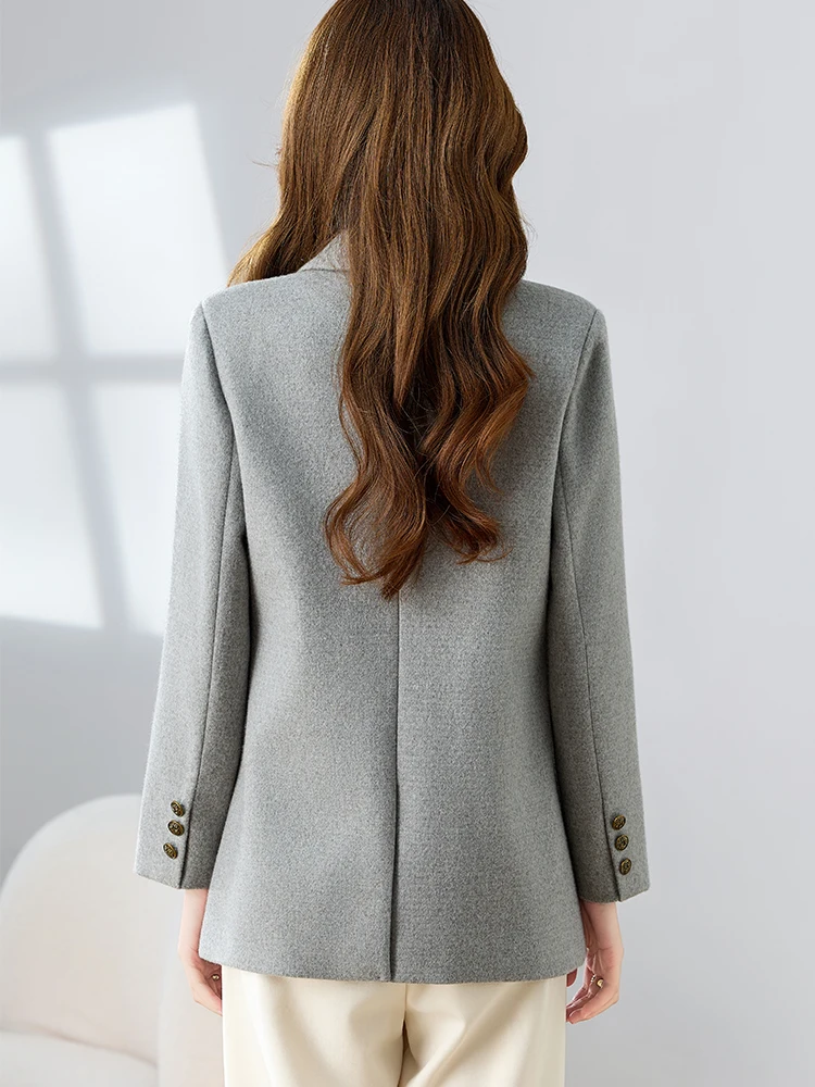 Grau Beige Solide Damen Winter Blazer Damen Mode Weibliche Casual Jacke