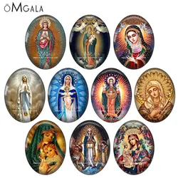 Vintage Our Lady Paintings Catholicism Patterns 13x18mm/18x25mm/30x40mm Oval photo glass cabochon demo flat back Making findings