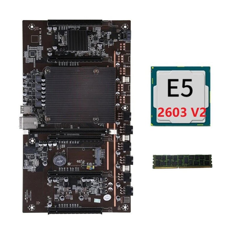 Imagem -03 - Btc Placa-mãe Mineração com Suporte para Placa Gráfica e5 2603 Cpu v2 Recc 4g Memória Ddr3 Lga 2011 Ddr3 Suporte 3060 3080 X79 H61