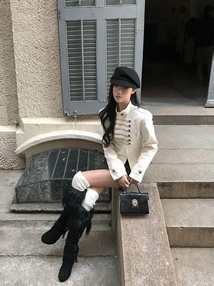 Jacket Knight Style Women's Autumn New Half-body Double-breasted Short Skirt Two-piece Set Retro Design Sense Niche