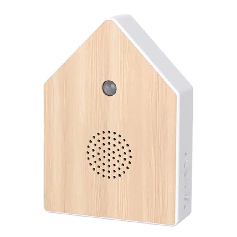 J1UL1N Wall-Mounted Bird Chirping Box In Natural Wood, Motion Sensor Activated Wooden Sound Box For Home For Relaxation
