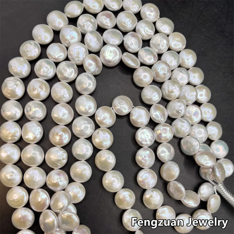 4A 100% Natural Coin Pearl Strand Fresh water Pearls Beads Chain Full Hole Drilled for DIY Necklace  Bracelet  Accessories 9-15m