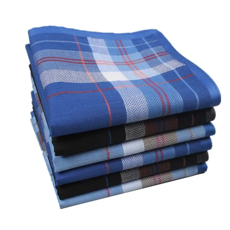 3Pcs 43x43cm 100% Cotton Retro Plaid Printed Men Handkerchiefs Soft Business Suits Pocket Square Sweat Face Towel