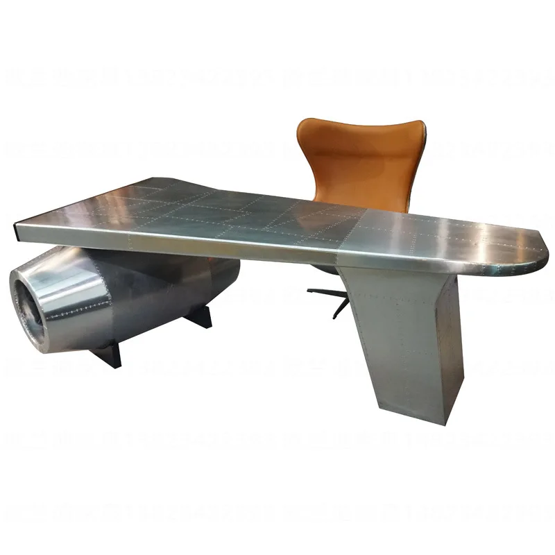 Airplane Wing Desk Table Aluminium Rivets Cover Aviation Spitfire Vintage Industrial Office Desk