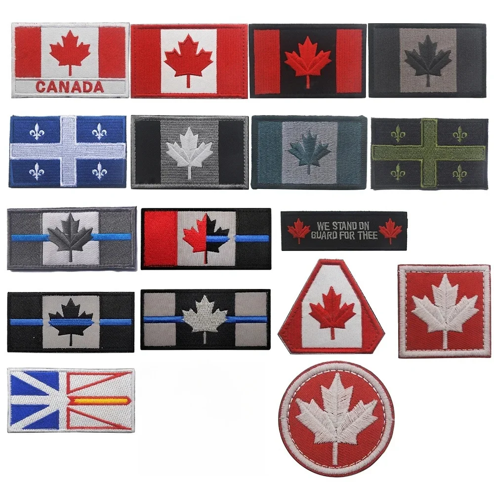 

Canada Flag Patches Embroidered Maple Leaf Canadian Emblem Flags Tactical Patches for Military Hook Loop 3D Backpacks Badges