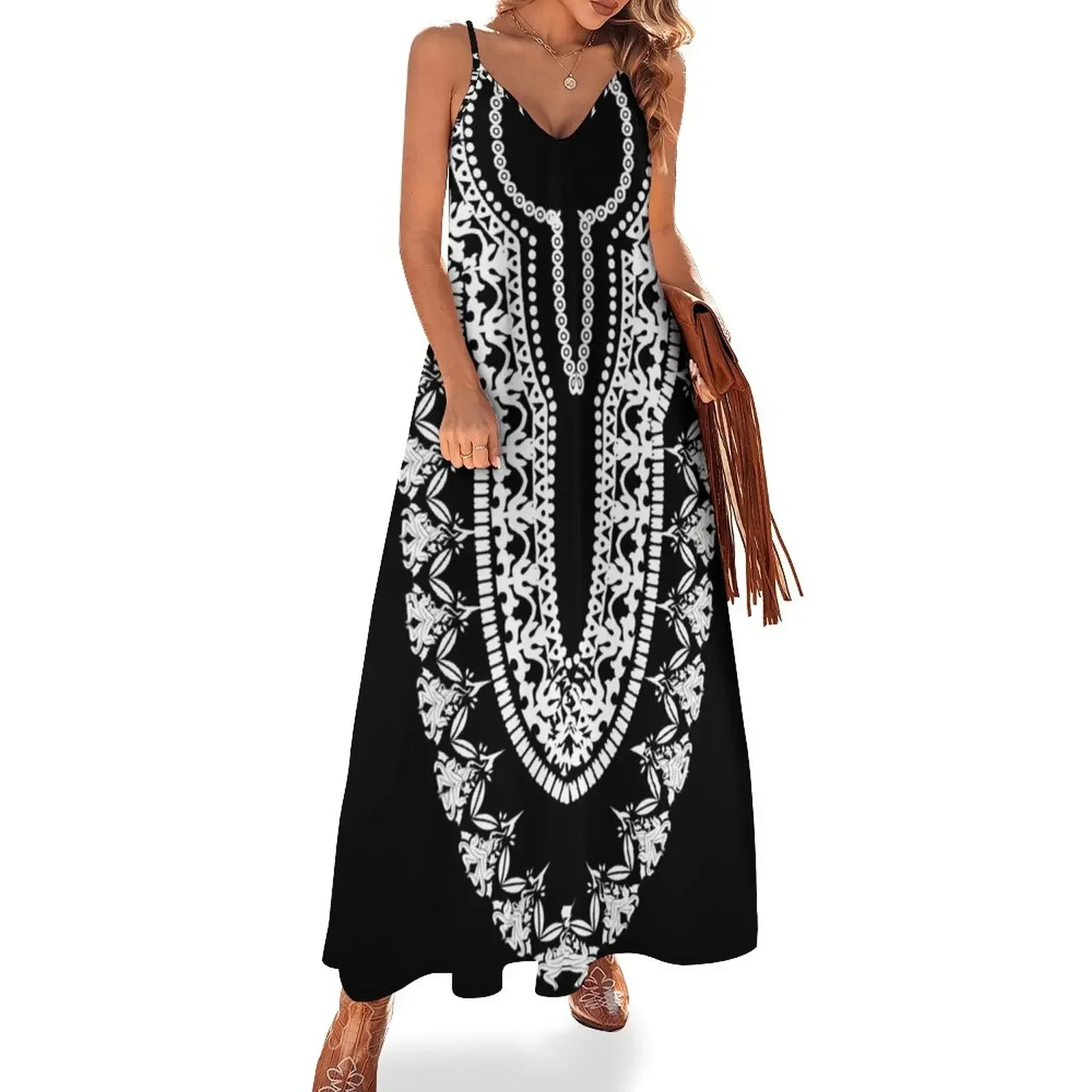 

Black Dashiki Wakandan Sleeveless Dress Woman's evening dress women's evening dress 2024