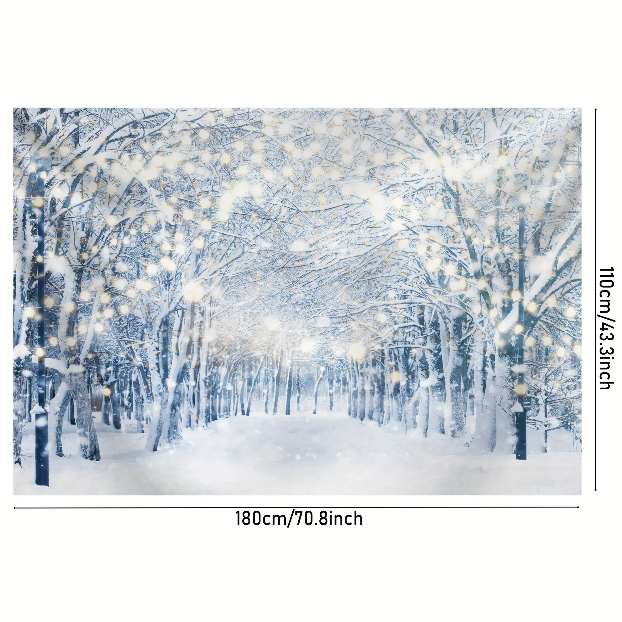 Winter Wonderland Snowforest Background Banner with Sparkling Scattered Light Effect, Universal Festival Party Decoration