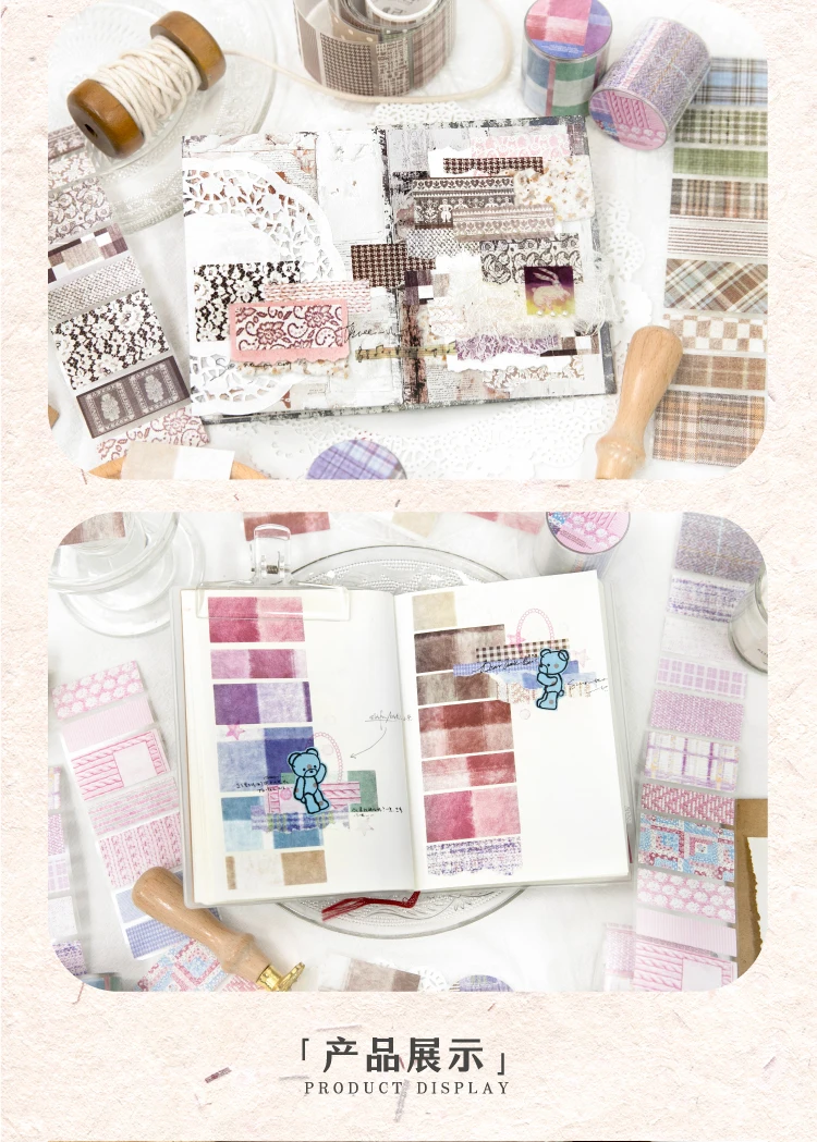 Journal GO 4,8 x 200 cm weißes Kraft-Washi-Tape, Aufkleber, Gitterstoff für Tagebuch, Scrapbook, DIY-Dekoration, Album, Planer, DIY-Klebeband – Detail 9