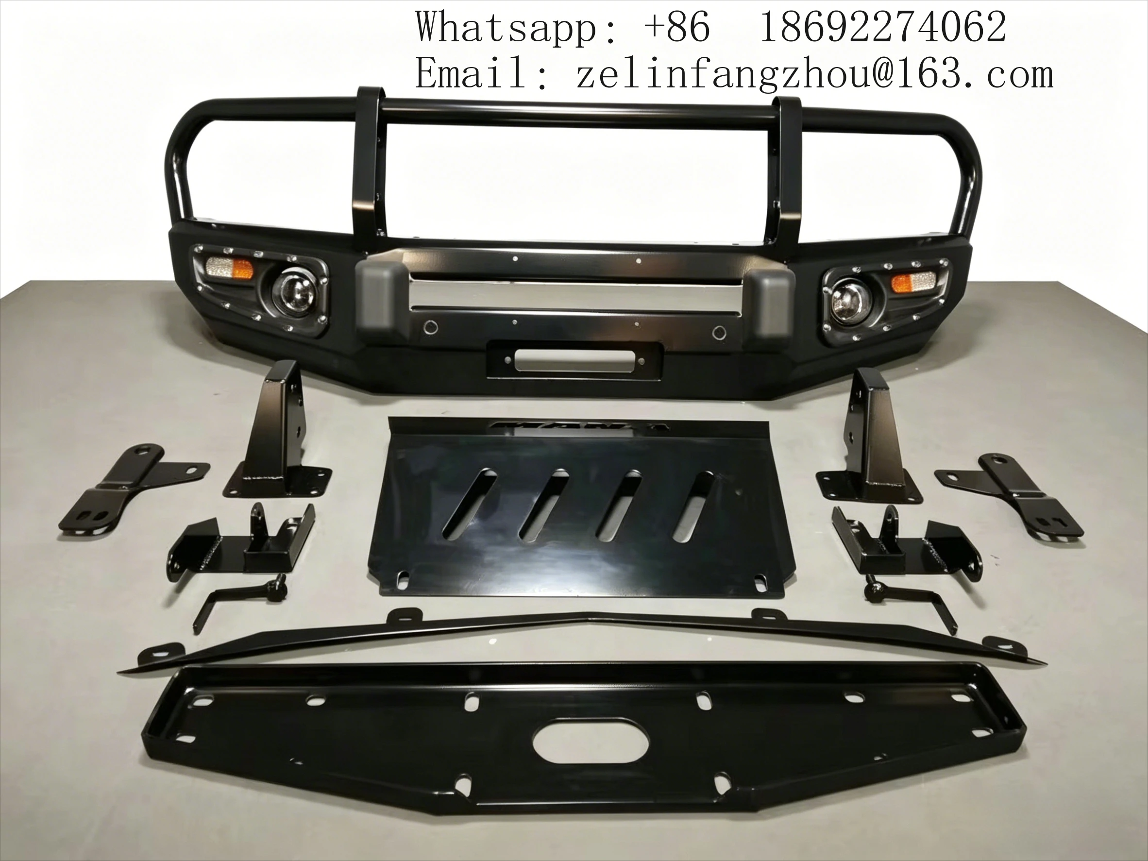 

Steel Front Bumper w/ Tow-Hook Cut-Outs Fit Pajero Sport Montero 2nd Gen 2008-2016 Black Bolt-On Off-Road Heavy Duty