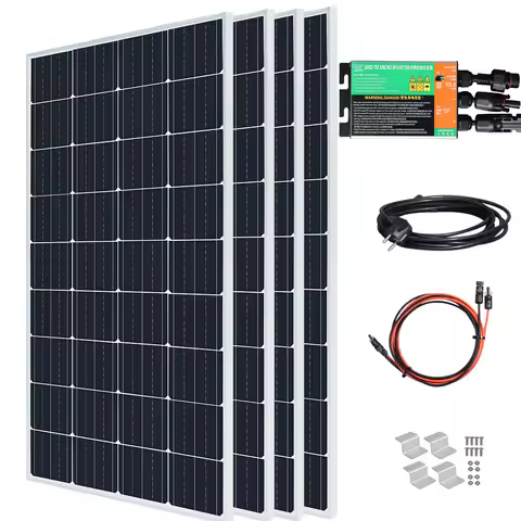 800W Glass Solar Panel Photovoltaic Panel Solar System Balcony Home for Socket 220v 230v Micro Inverter On Grid Solar PV System