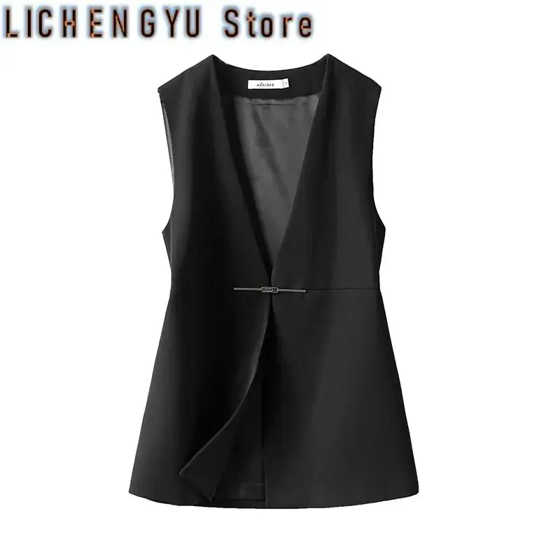 

Women Blazer Vest Coat New Korean Edition Simplicity Leisure Female Vest Versatile Sleeveless Fashion Ladies Suit Waistcoat