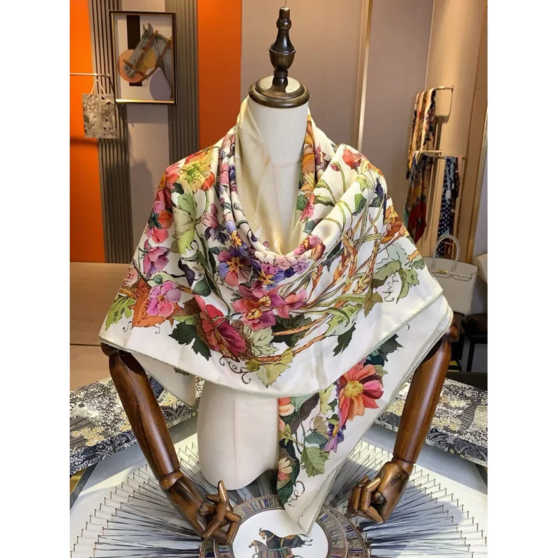 Sunflower scarf women's stole hijab scarf shoulder cape pareo shawl pashnina femme Tippet cashmere 70% silk 30% high-end brand